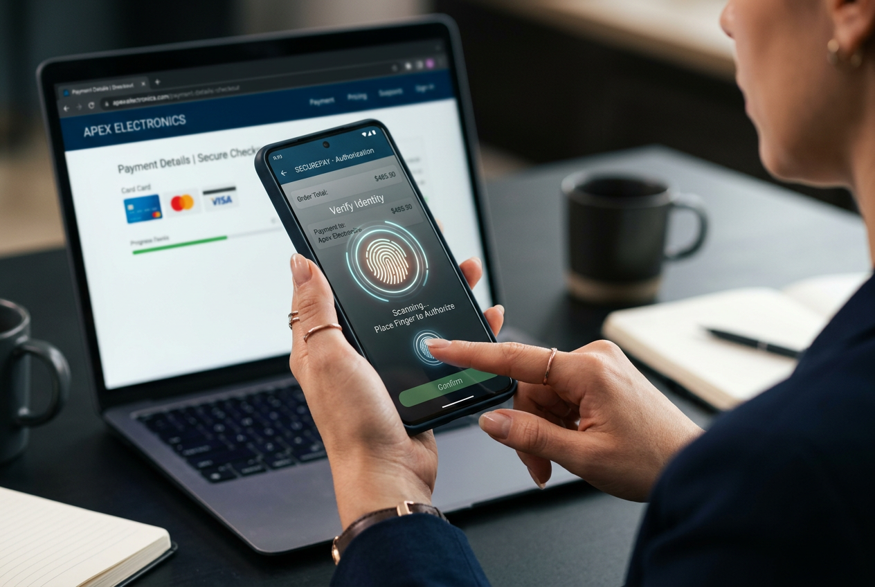 Smartphone displaying a secure payment authorization screen